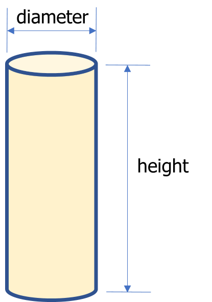 cylinder column illustration with measurements for material calculations and cost estimates