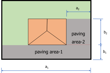 Paving driveway illustration with measurements for material calculations and cost estimates.